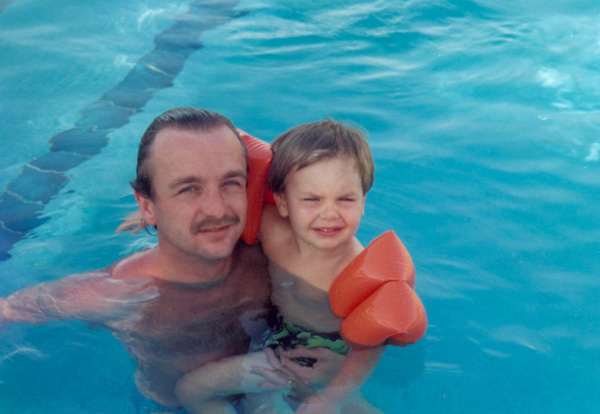 Ian and Collin in the pool