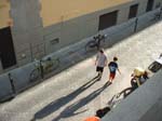 Playing soccer in street