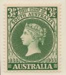 1955  3 1-2d green first stamp