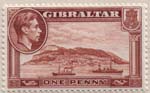 108 1941 1d Red Brown Rock of Gibraltar
