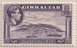 109A 1943 Three Halfpence Gray Violet Rock of Gibraltar