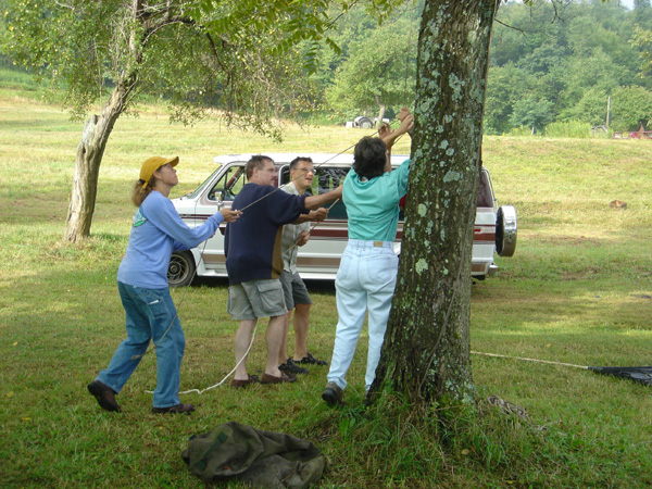 Raising the tarp