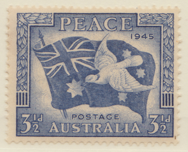 1946  3 1-2d blue peace