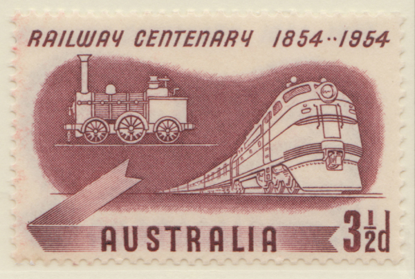 1954  3 1-2d burgundy railway