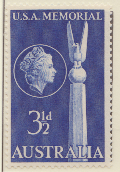 1955  3 1-2d blue USA memorial