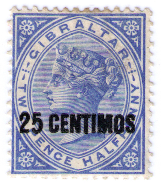 025 1889 25c on 2d Halfpenny Ultramarine