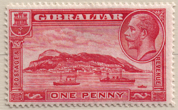 096 1931 1d Red Rock of Gibraltar